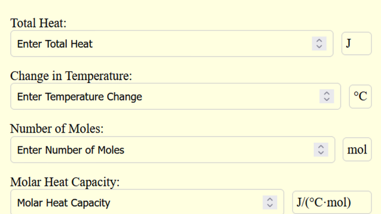 molar heat capacity calculator