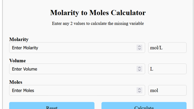 molarity to moles calculator