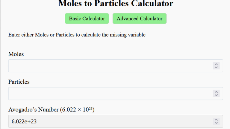 moles to particles calculator