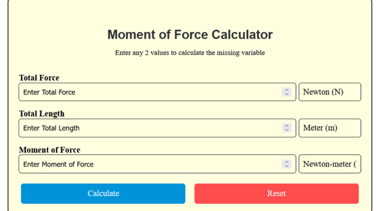 moment of force calculator
