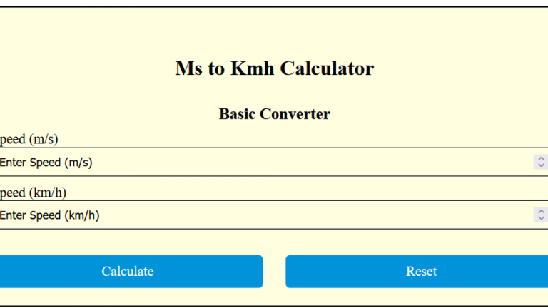 ms to kmh calculator