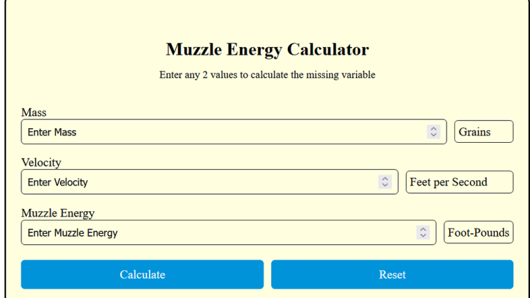 muzzle energy calculator