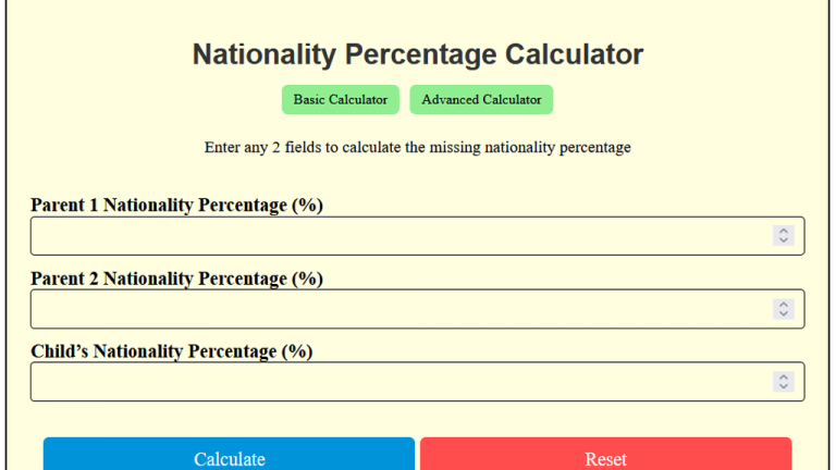 nationality percentage calculator