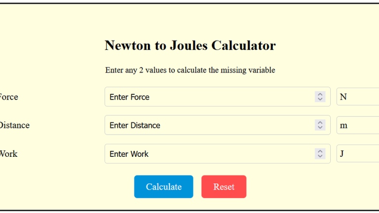 newton to joules calculator