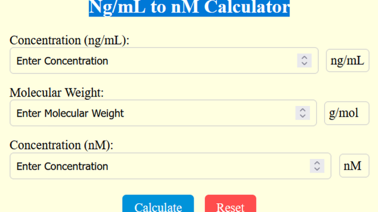 ng ml to nm calculator
