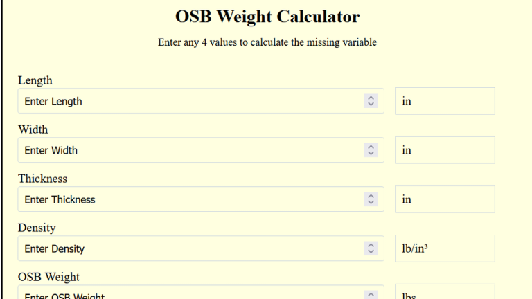 osb weight calculator