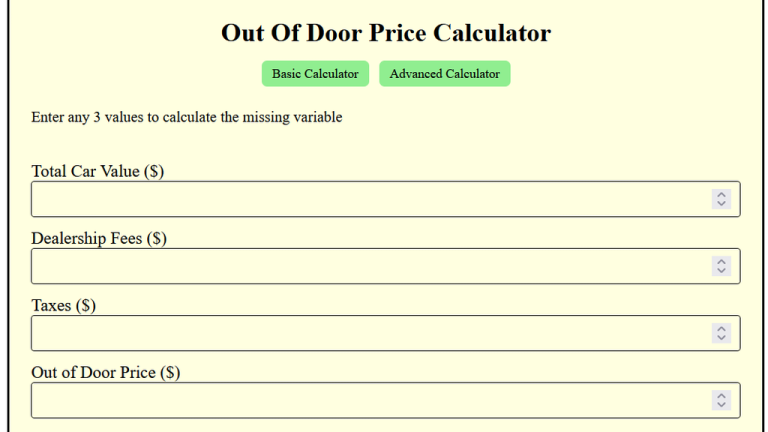 out of door price calculator