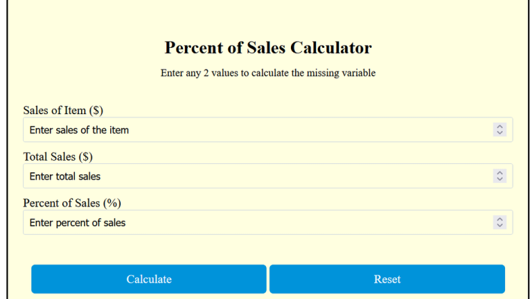 percent of sales calculator