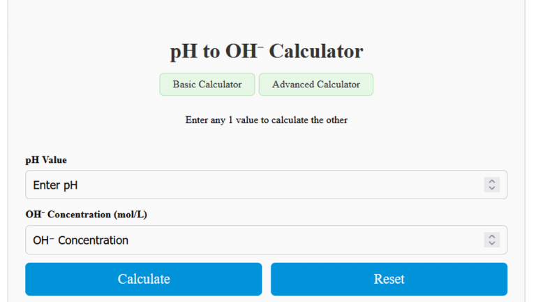 ph to oh calculator