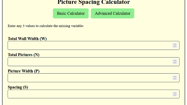 picture spacing calculator