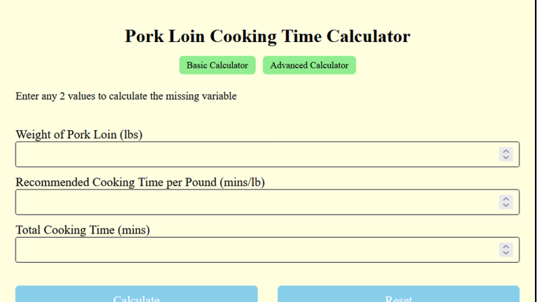 pork loin cooking time calculator