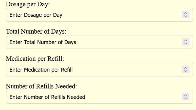 prescription refill calculator