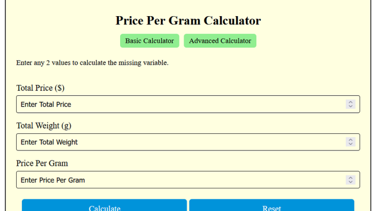 price per gram calculator