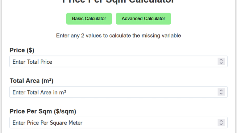 price per sqm calculator