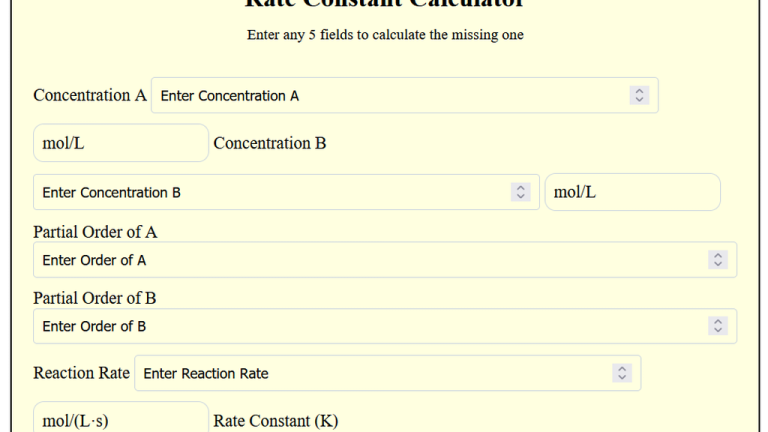 rate constant calculator