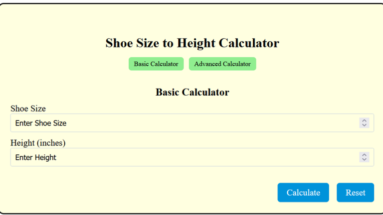 shoe size to height calculator