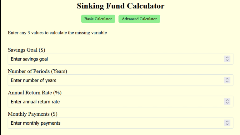 sinking fund calculator