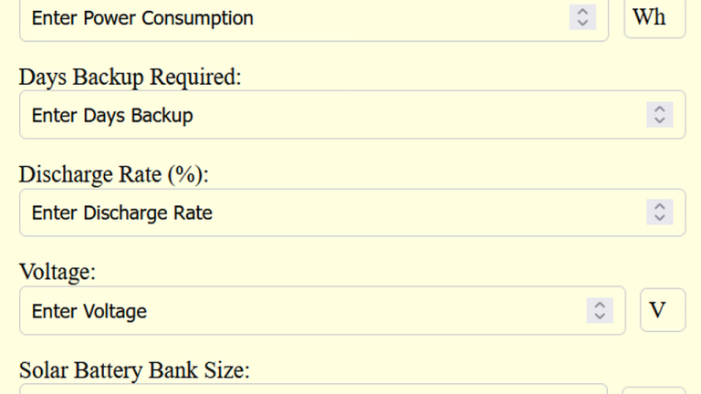 solar battery bank size calculator