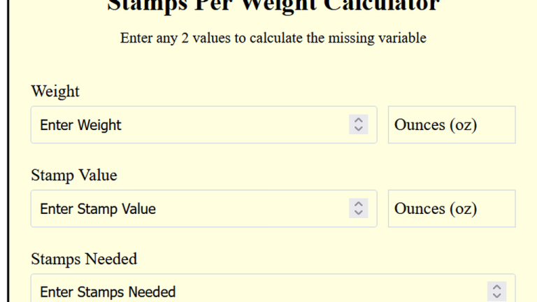 stamps per weight calculator