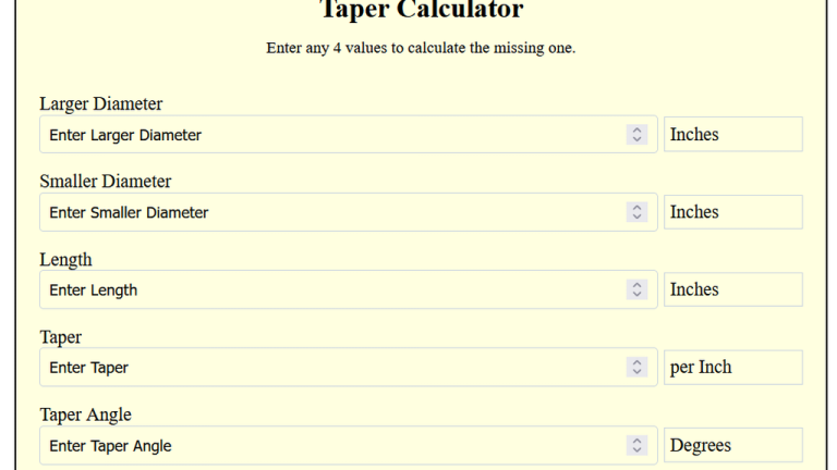 taper calculator