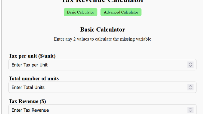 tax revenue calculator