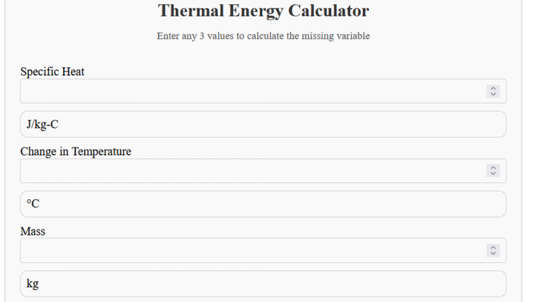 thermal energy calculator