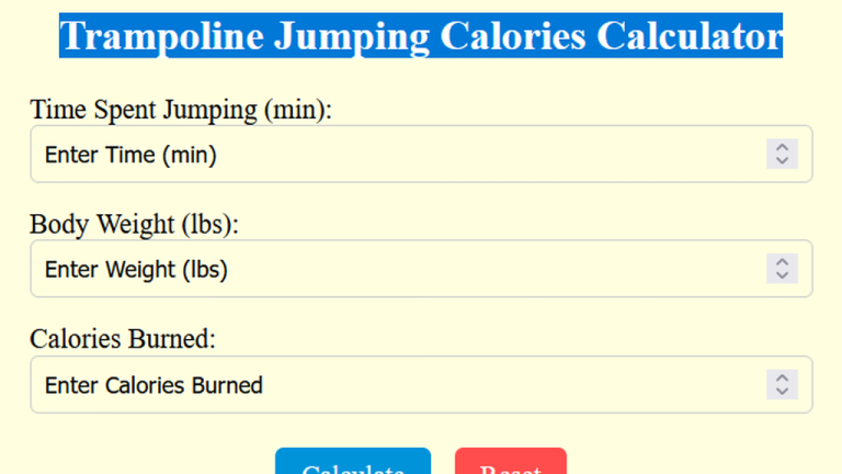 trampoline jumping calories calculator