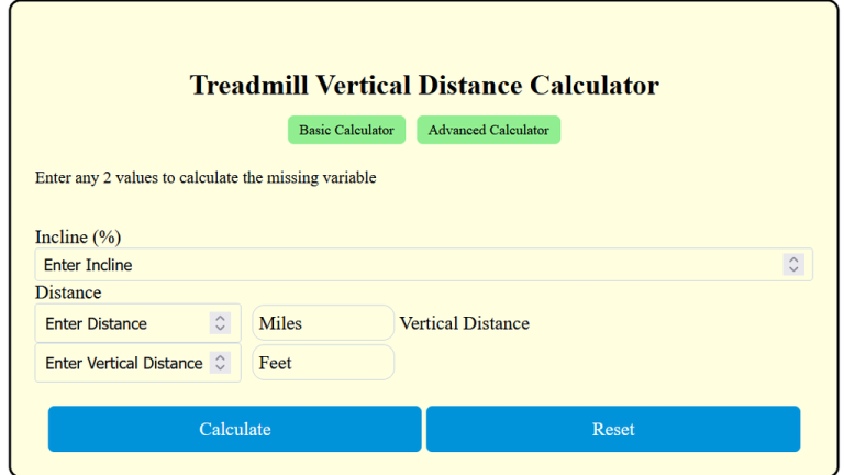 treadmill vert calculator