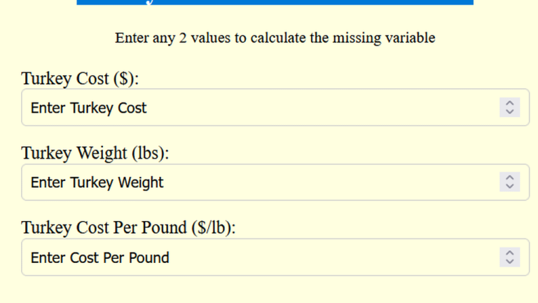 turkey cost per pound calculator