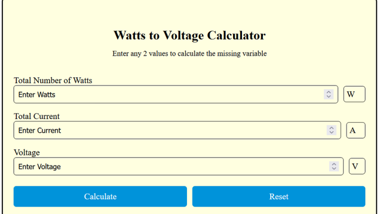 watts to voltage calculator