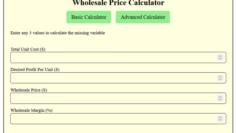 wholesale price calculator