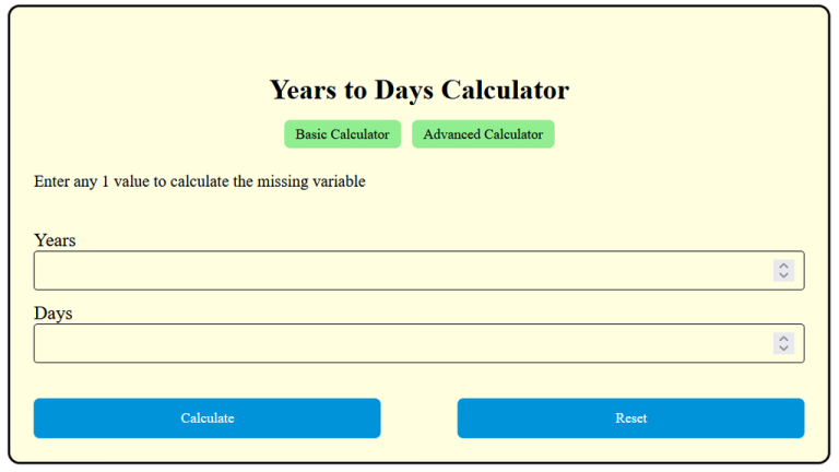 years to days calculator
